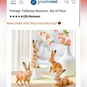 Grandin Road 4 Tabletop Bunnies 🐰